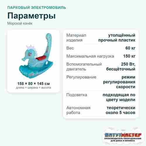 Парковый электромобиль «Морской конек», синий