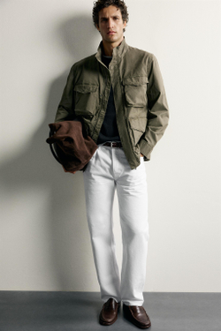 ZARA ПАРКА КЛАССИЧЕСКОГО КРОЯ С КАРМАНАМИ UTILITY, ХАКИ