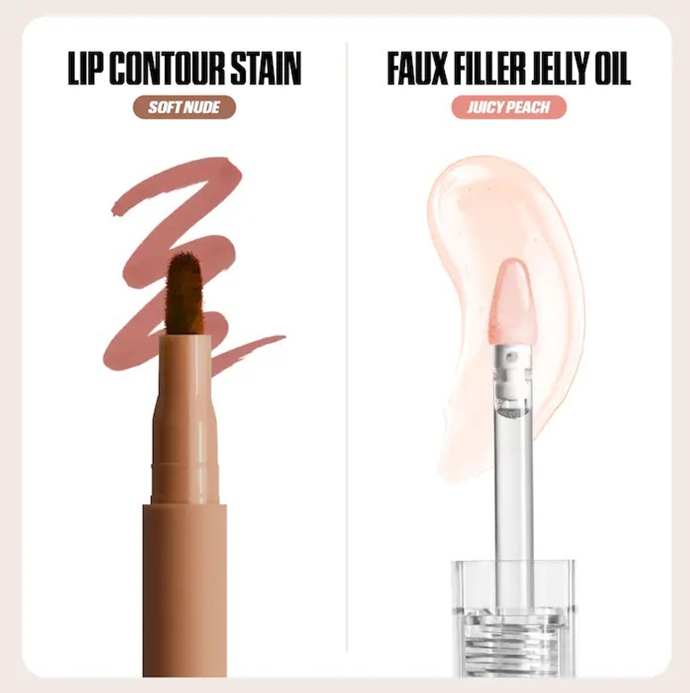 Huda Beauty Make Out Sesh Lip Stain and Lip Gloss Duos - Peachy Nude