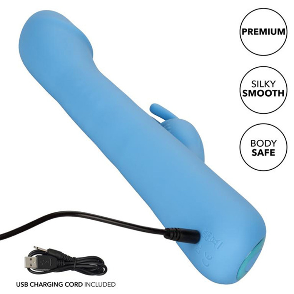 Голубой вибратор-кролик 23,5см California Exotic Novelties Elite Rotating Rabbit SE-0615-10-3