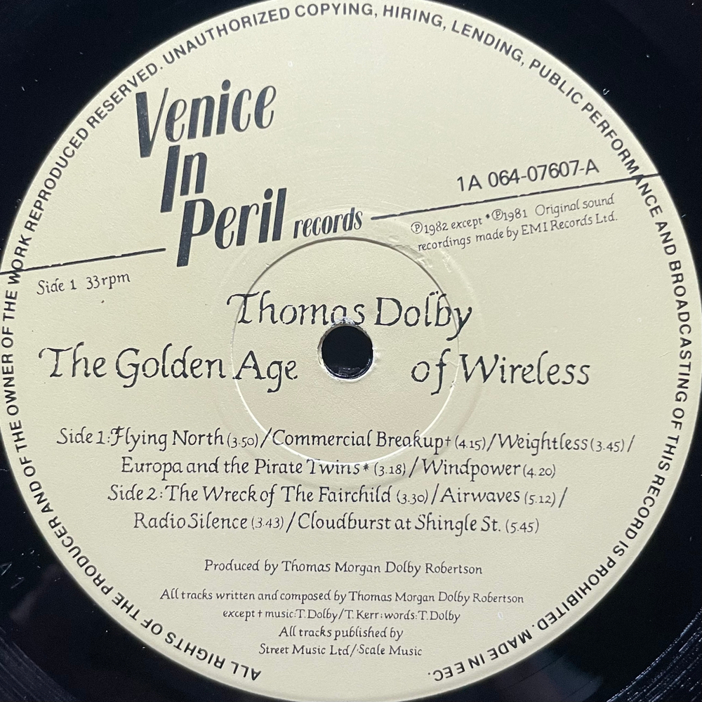 Thomas Dolby ‎– The Golden Age Of Wireless (Европа 1982г.)