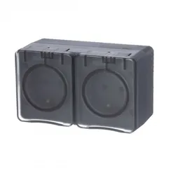 Розетка двойная с крышкой IP54 Systeme Electric AtlasDesign Profi54 Антрацит ATN544026
