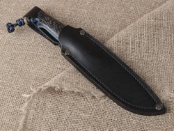 Нож для бушкрафта "Куница", сталь VG-10/Elmax, рукоять карбон (синий спейсер)