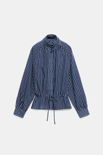 РУБАШКА В ПОЛОСКУ С ВОРОТНИКОМ-СТОЙКОЙ — ZARA