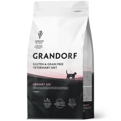 Сухой корм GRANDORF VETERINARY DIET Cat URINARY S/O Полнорационный диетический корм для кошек при мочекаменной болезни, индейка 2кг