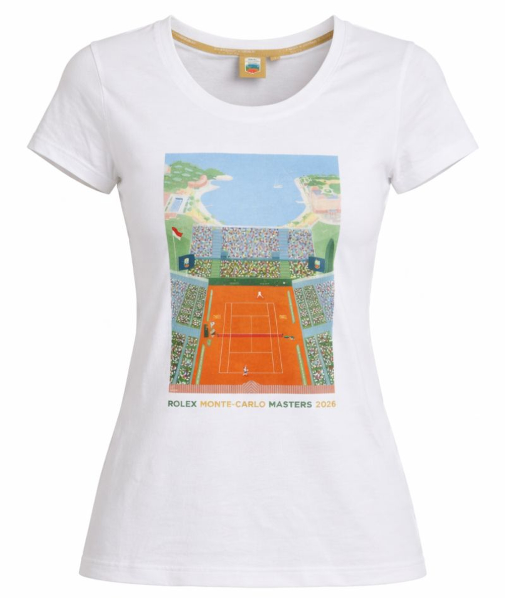 Женская теннисная футболка Monte-Carlo Rolex Masters Affiche Print - white