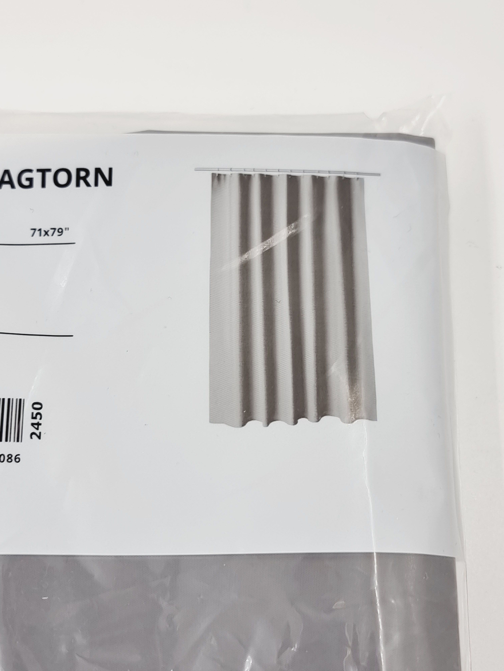 штора для ванной IKEA LUDDHAGTORN, серая, 180х200 см (Из Финляндии)