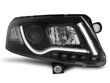 Передние фары Audi A6 C6 xenon tube lights tru drl black