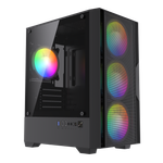 Корпус BaseTech eXtreme GFX-06, Без БП, mATX, чёрный, 4xFRGB FAN, 2xUSB2, 1xUSB3, бок: закалённое стекло (BT-GFX-06-MESH-4F-RGB)