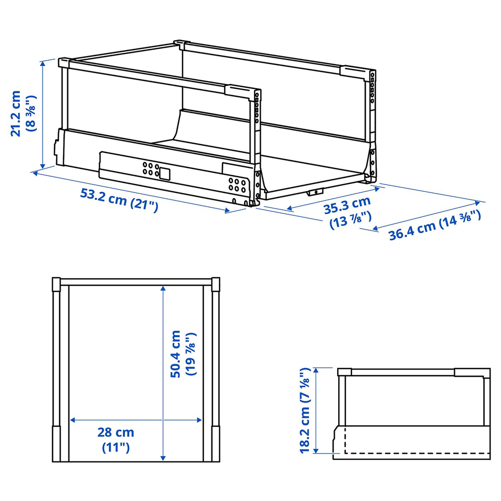 IKEA MAXIMERA  (ИКЕА МАКСИМЕРА)  -  Ящик высокий - белый 40х60 см