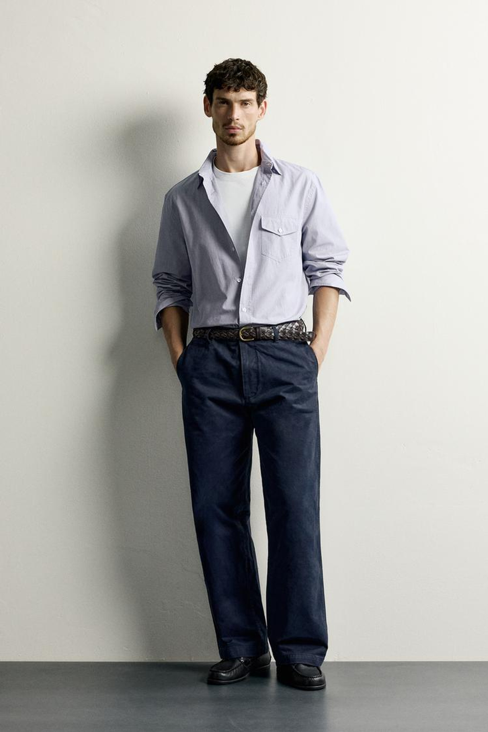 ZARA БРЮКИ ЧИНОС ПРЯМОГО КРОЯ, МОРСКОЙ СИНИЙ