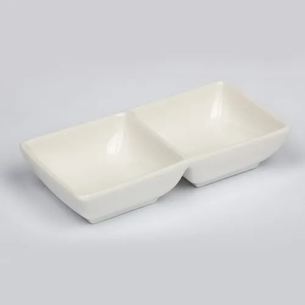Соусник 70*70 мл двойной 14*7 см h3 см прямоуг. белый фарфор P.L. Proff Cuisine [6]