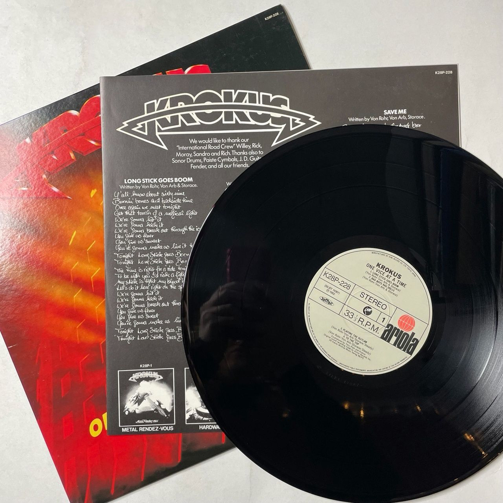 Винтажная виниловая пластинка LP Krokus One Vice At A Time (Japan 1982) (No Obi) Long Stick Goes Boom
