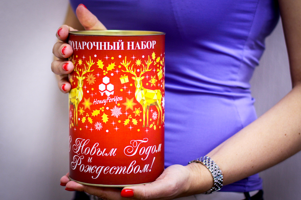 Подарочный новогодний набор HoneyForYou "Медовый с сотами"