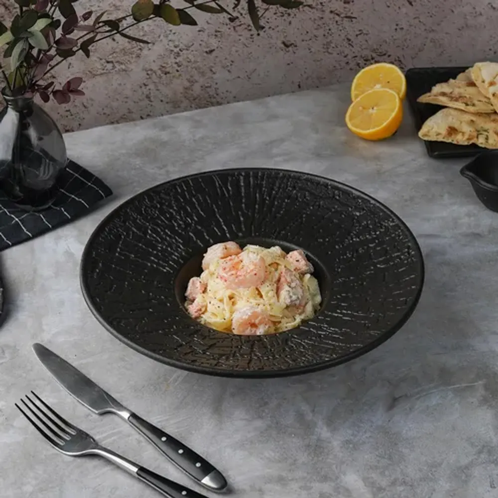 Тарелка глубокая 250 мл d 27 см h6,3 см для пасты, для супа Black Raw Wood P.L. Proff Cuisine [4]