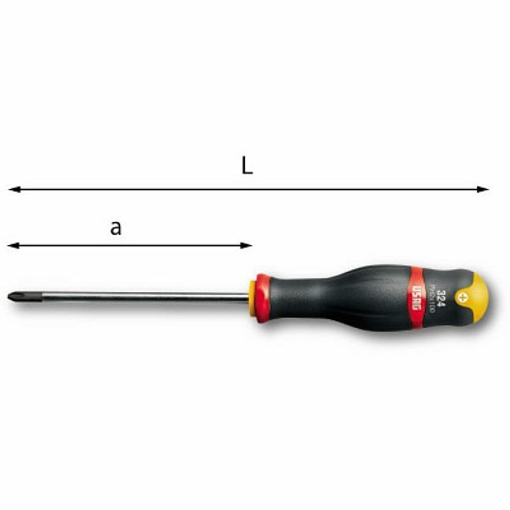 324 PH 1x75 Отвертка для винтов Phillips ®, длина 184 мм, USAG (Италия)