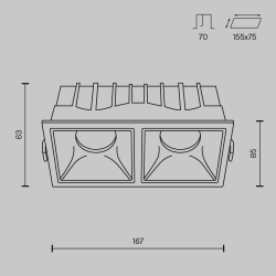 Встраиваемый светильник Technical DL043-02-15W3K-D-SQ-W