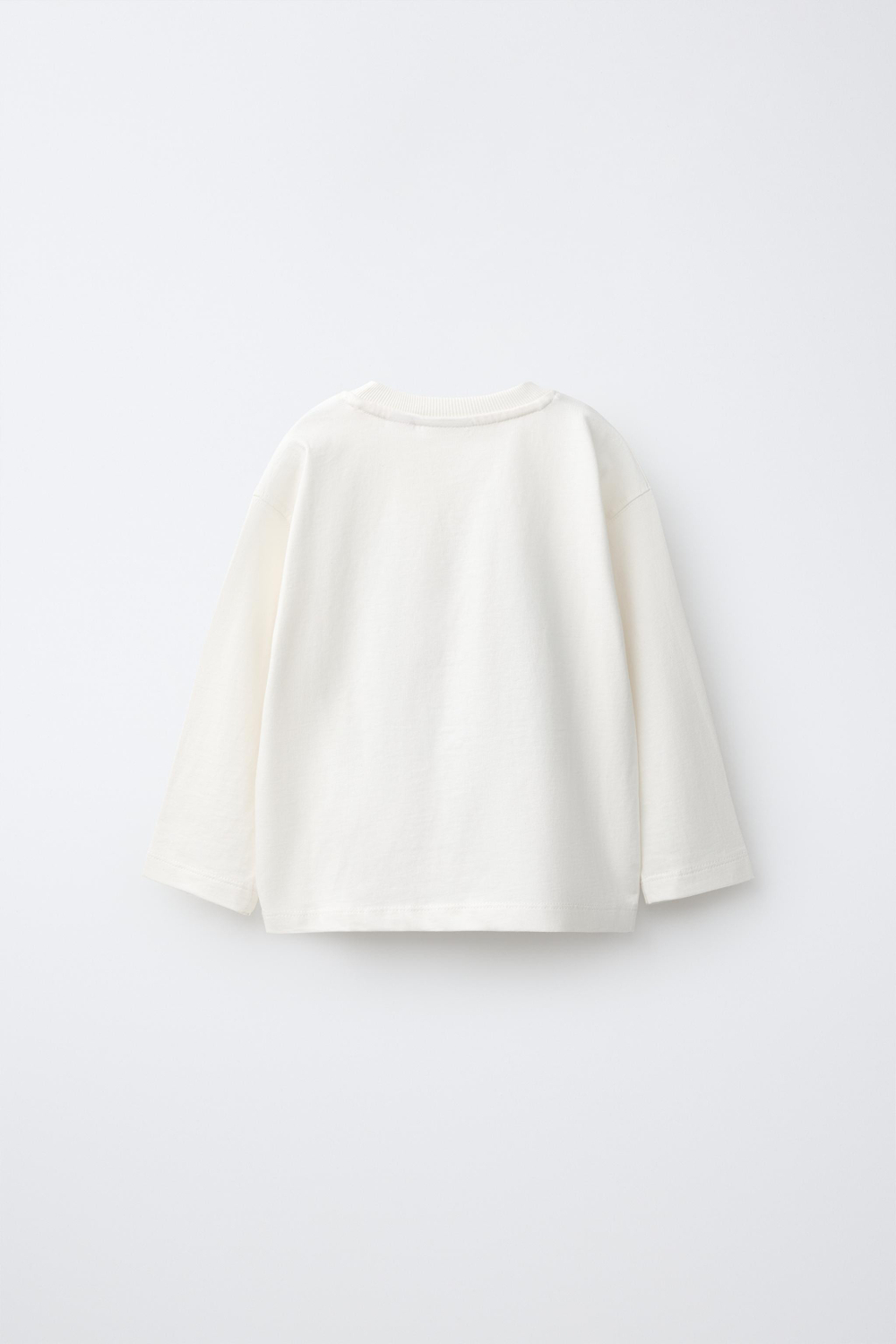 ZARA ФУТБОЛКА С ПРИНТОМ, ЖЕЛТОВАТО-БЕЛЫЙ