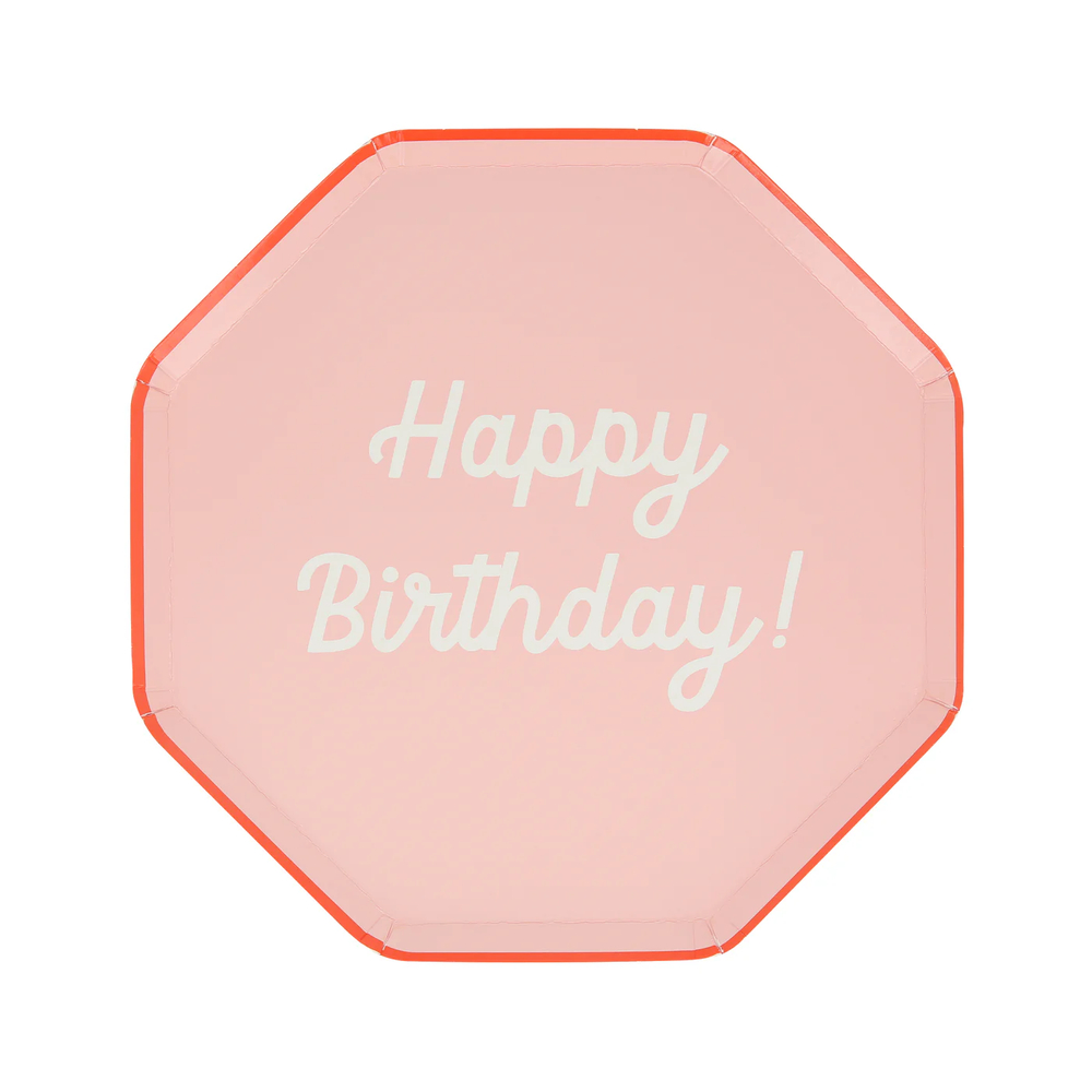 Тарелки маленькие цветные "С Днем Рождения" [Happy Birthday] 8 шт. (21,6 см)