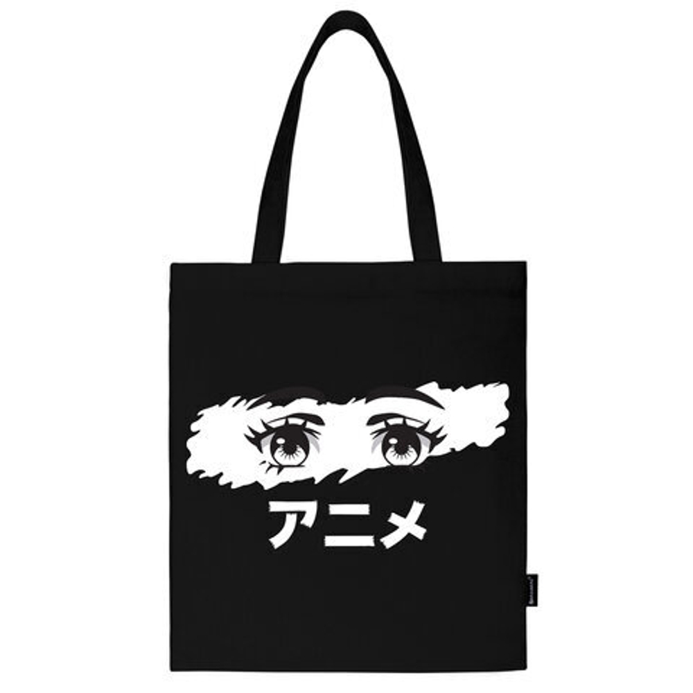 Сумка шоппер BRAUBERG, канвас, 40×35 см, черный, «Anime eyes»/