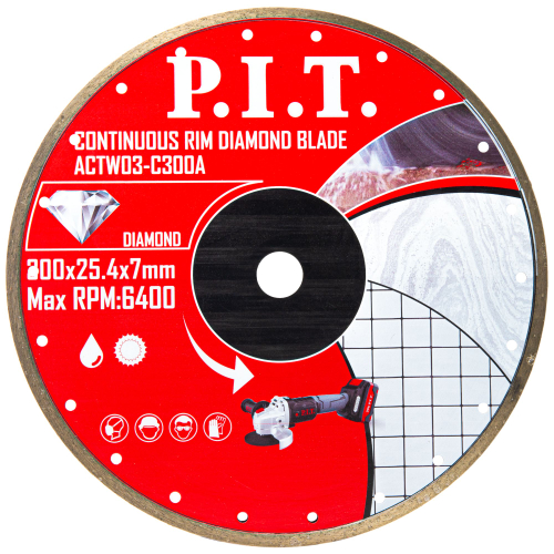 (ХОС) Диск алмазный отрезной сплошной P.I.T. 300x25,4x1,8 мм (ACTW03-C300A)