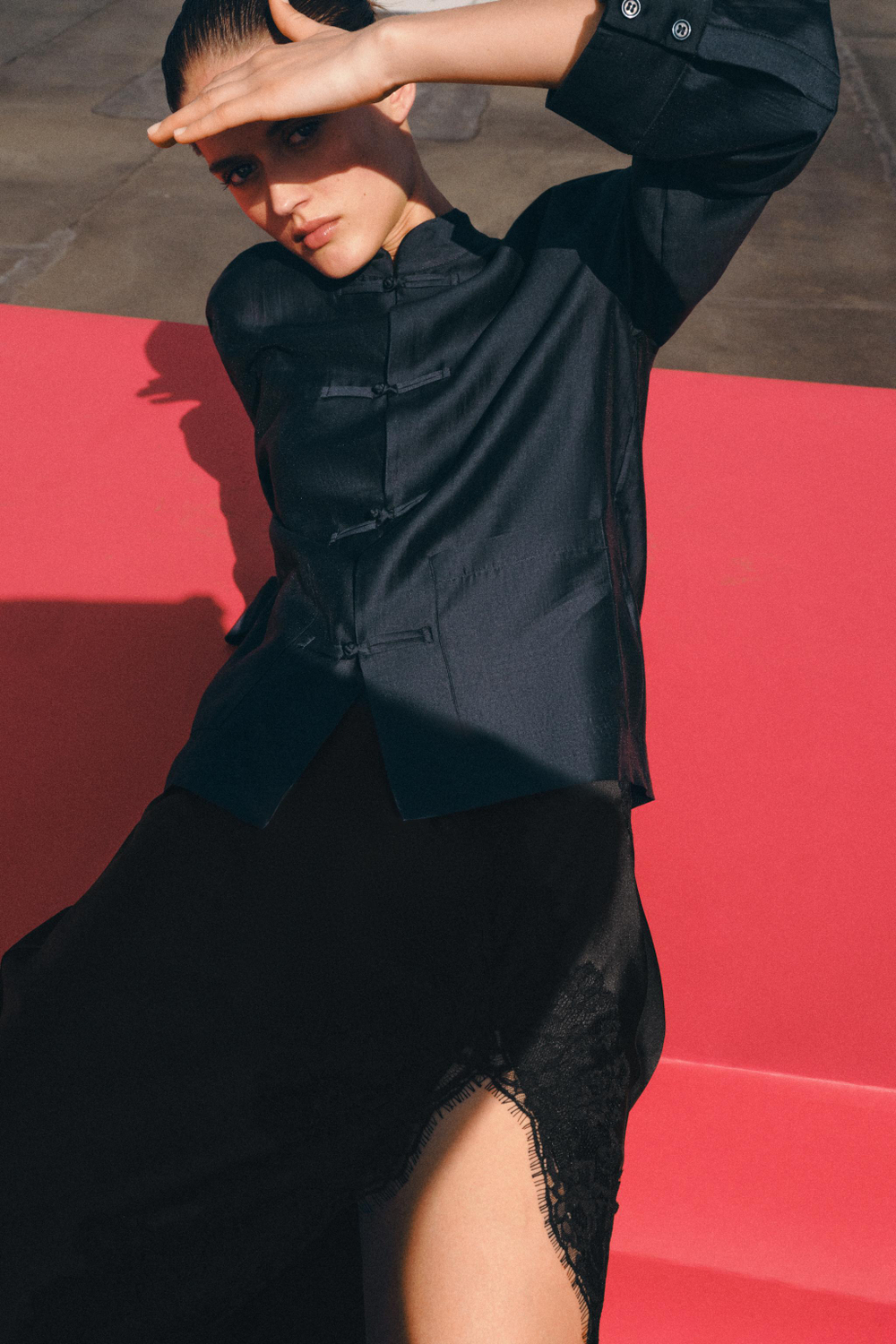 ZW COLLECTION SATIN SHIRT WITH FROG FASTENING — ZARA