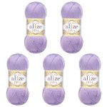 Пряжа Alize (Ализе) Diva / уп.5 мот. по 100 г, 350м, 158 сирень A