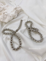 Серьги из бусин серебро бантики