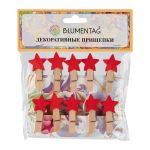 Прищепки декоративные 50 шт (5х10 шт), 3.5 см, Z65 Красные звездочки, Blumentag WCLA-35