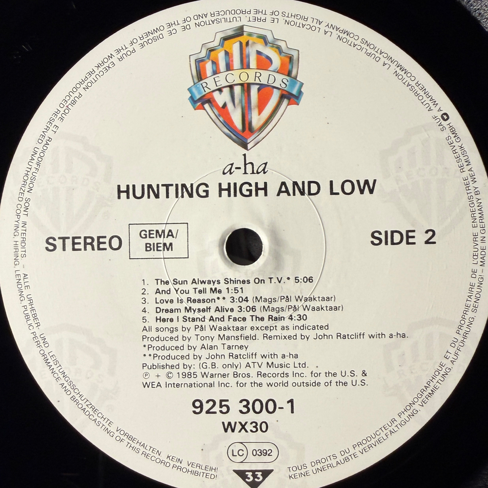 a-ha ‎– Hunting High And Low (Германия 1985г.)