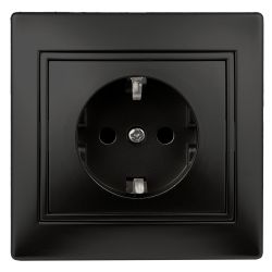Розетка Intro Plano 1-206-05 с заземлением 2P+E Schuko со шторками 16А-250В IP20 СУ антрацит | Intro Plano
