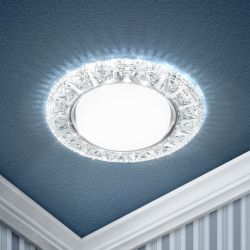 Светильник встраиваемый cо светодиодной подсветкой ЭРА DK LD22 SL/WH под лампу GX53 прозрачный | Встраиваемые LED светильники