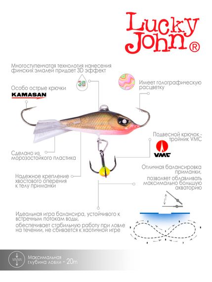 Балансир Lucky John BALTIC 6 с тр. 60мм/10H блистер