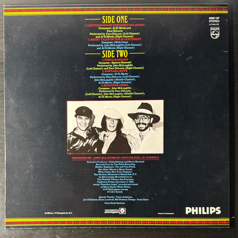 Al Di Meola / John McLaughlin / Paco De Lucia - Friday Night In San Francisco (Голландия 1981г.)