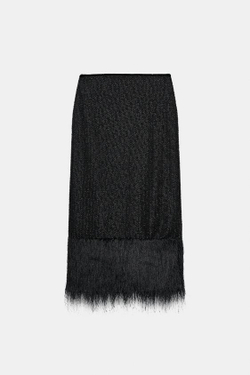 ZARA ПРЯМАЯ ЮБКА С БИСЕРОМ — ZW COLLECTION, ЧЕРНЫЙ