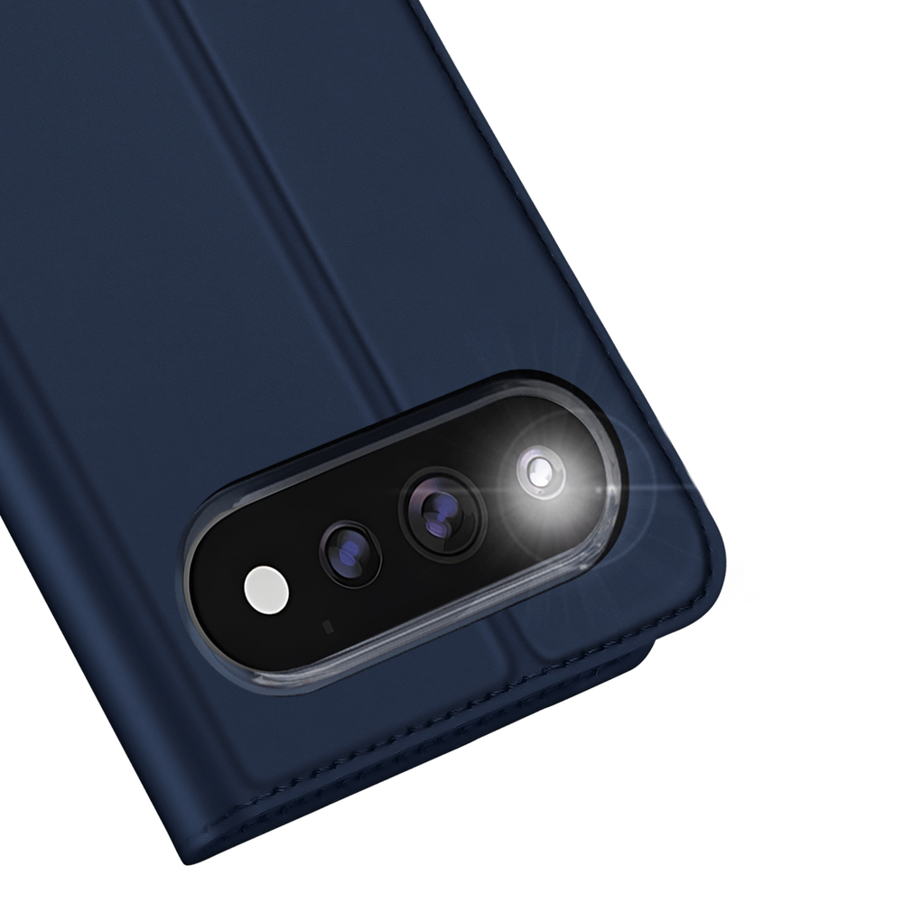 Чехол книжка из кожи синего цвета для Google Pixel 11 Pro XL, серия Skin Pro Series от Dux Ducis