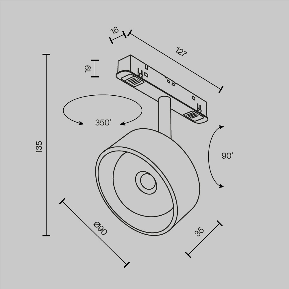 Магнитный трековый светильник Maytoni Exility Lens TR217-4-15WTW-DD-B