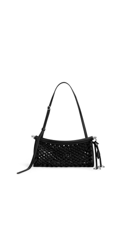ALAÏA МАЛЕНЬКАЯ СУМКА LE CLICK EAST WEST ИЗ НАТУРАЛЬНОЙ КОЖИ И ВИСКОЗЫ, ЧЕРНЫЙ