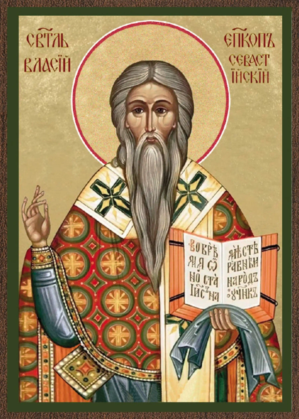 Икона "Власий Севастийский" 6х9 на МДФ-6