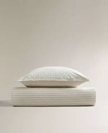 ZARA HOME ДЕТСКИЙ ДВУСТОРОННИЙ ПОДОДЕЯЛЬНИК В ПОЛОСКУ, СИНИЙ