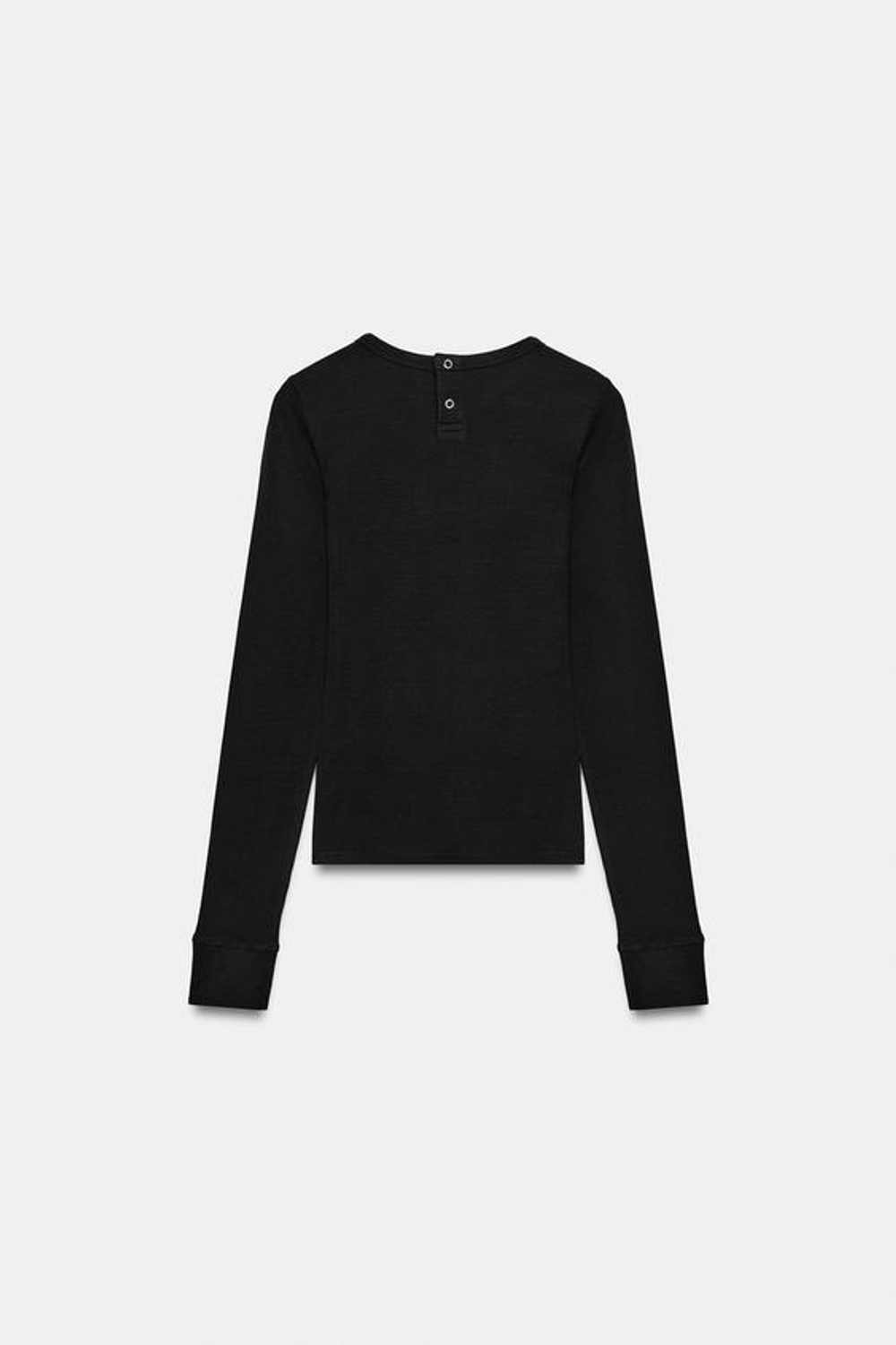 ZARA ФУТБОЛКА В РУБЧИК НА КНОПКАХ, ЧЕРНЫЙ