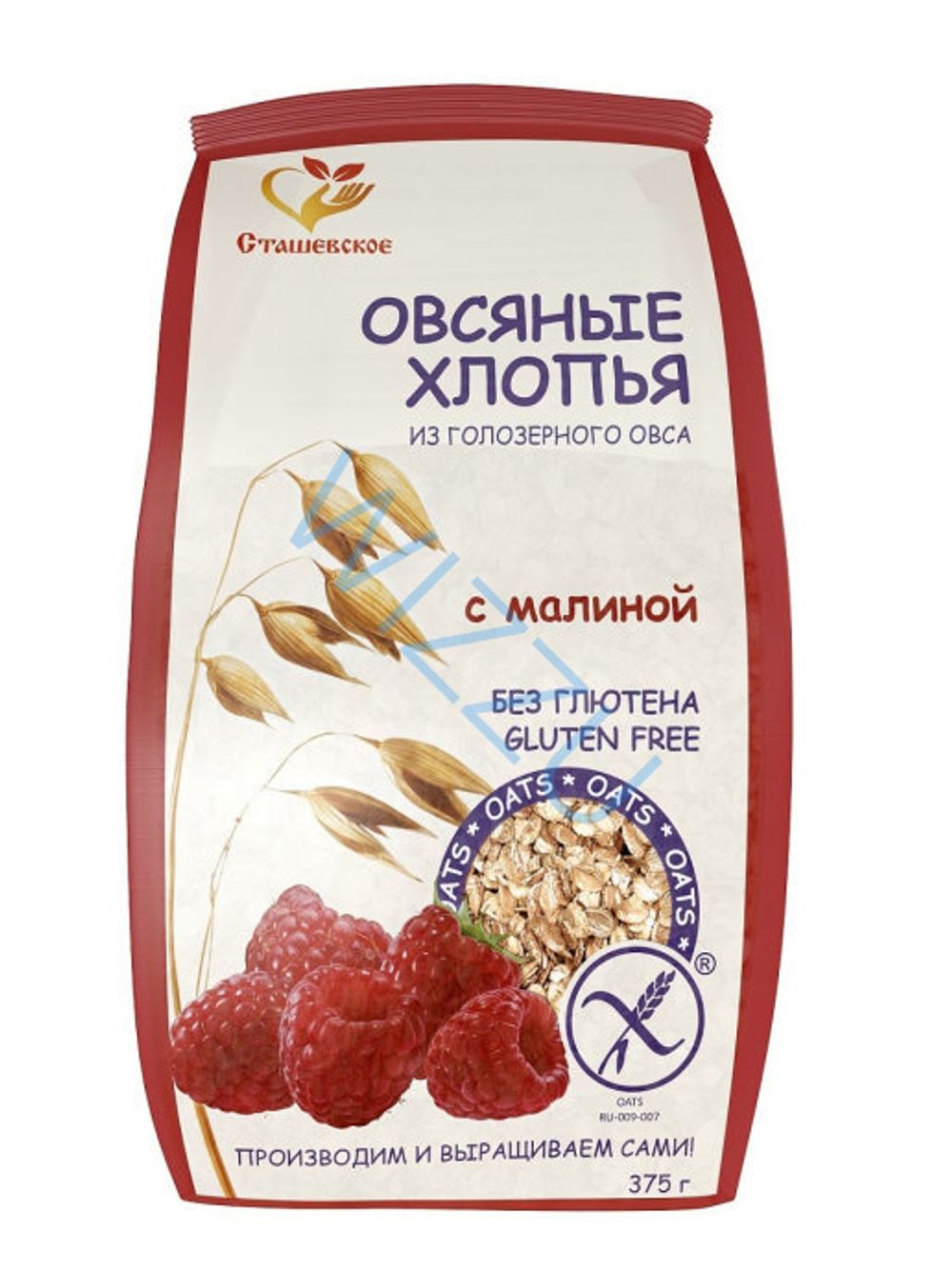 Хлопья Сташевское Овсяные б/гл с Малиной 375гр