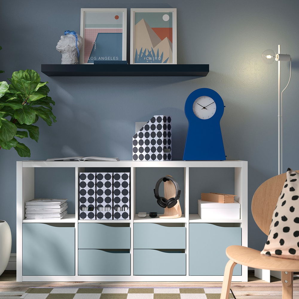 IKEA KALLAX  (ИКЕА КАЛЛАКС)  -  Вставка с дверцей - волна/светлый серо-голубой 33x33 см