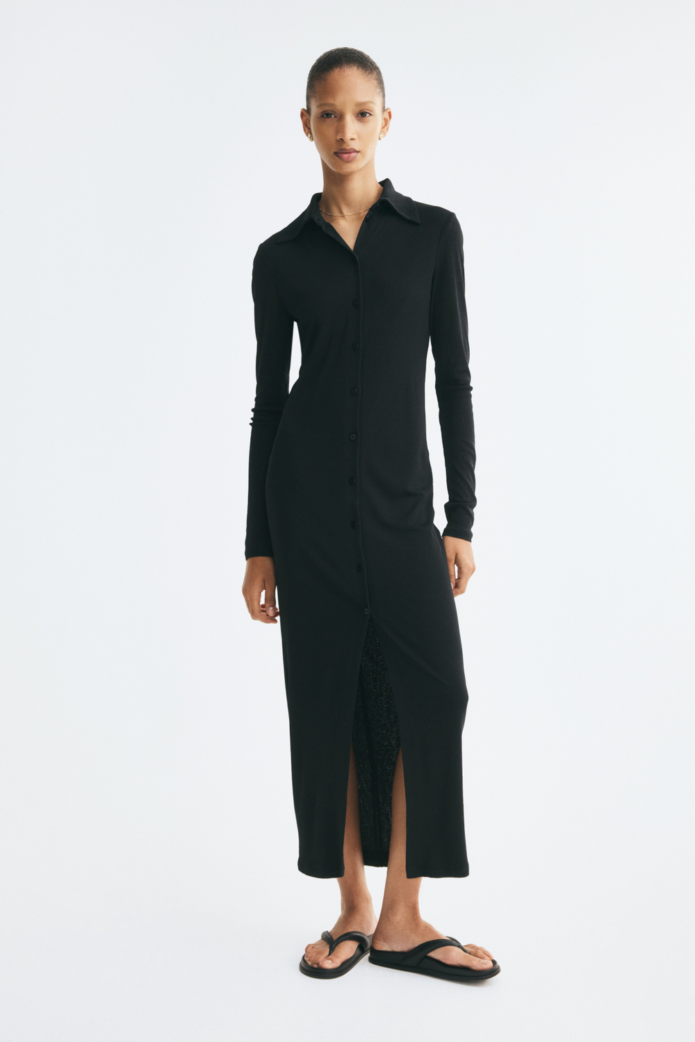 Облегающее платье из джерси с длинными рукавами - H&M