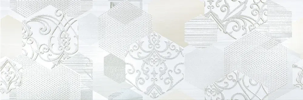 Декоративная плитка Alma Ceramica DWA11BTQ007 Boutique 60x20 серая глянцевая с орнаментом