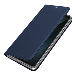 Чехол книжка из кожи синего цвета для Sony Xperia 1 VIII (1-8), серия Skin Pro Series от Dux Ducis