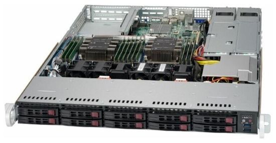 Сервер Supermicro SuperServer 1029P-WTRT без процессора/без ОЗУ/без накопителей/количество отсеков 2.5" hot swap: 10/2 x 750 Вт/LAN 10 Гбит/c