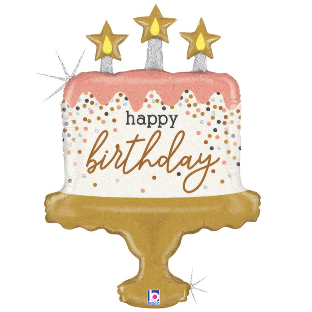 Фольгированный шар-фигура «Торт. Happy Birthday» голография, 66 см