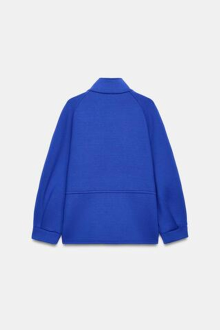 ZARA ТЕХНИЧЕСКАЯ КУРТКА С СОБРАННЫМИ ДЕТАЛЯМИ, СИНИЙ ЭЛЕКТРИК