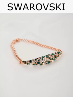 Браслет Россыпь из зеленых камней Swarovski